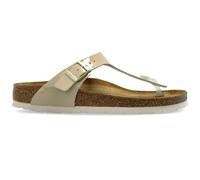Birkenstock Gizeh Birko-Flor Patent Unisex Toe Post Sandals - Sand - Size:UK 5
