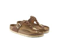BIRKENSTOCK Gizeh Braided Cognac Oiled Leather Toe Post Sandals Size: