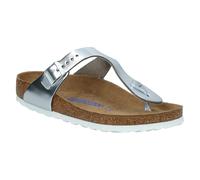 Birkenstock Gizeh BS Soft Footbed Natural Leather Unisex Toe Post Sandals - Silver - Size:UK 7
