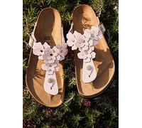 Birkenstock Gizeh Leather Flower Sandal, Pink, Size 3, Women Pink