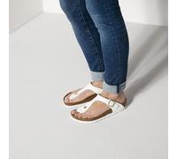 BIRKENSTOCK GIZEH PATENT WHITE FLIP FLOPS THONGS SANDALS GLOSSY REGULAR/WIDE WID