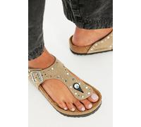 Birkenstock Gizeh Rivets Sandals at Free People in Taupe Suede, Size: EU 39 - female