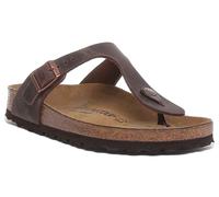 Birkenstock Gizeh Thong Style Unisex Leather Mens Sandal In Brown UK 2 - 12