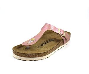 Birkenstock Gizeh Womens Washed Metallic Pink Leather Thongs, 38 M EU