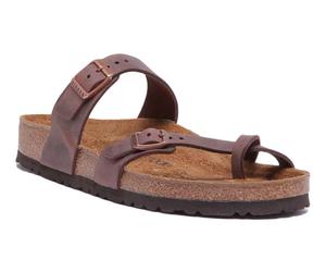 Birkenstock Mayari Mayari Oiled Leather Strapy In Dark Brown Size UK 2- 9
