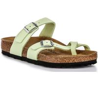 Birkenstock Mayari Leather Ladies Faded Lime Nubuck Arch Support Buckle Sandals