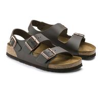 BIRKENSTOCK MILANO DARK BROWN MEDIUM/NARROW WIDTH SANDAL TRIPLE BUCKLE LEATHER M