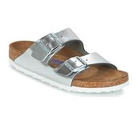 Birkenstock - Women's sandals and flipflops - Arizona W SFB LENA Metallic Silver for Women, in Leather - Grey Grey 40