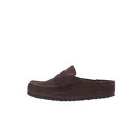 Birkenstock Naples Wrapped Sude brown: Leather clog with anatomical insole, buckle, non-slip rubber sole and wedge 2 cm. Comfortable from the first use., brown, 9.5 UK