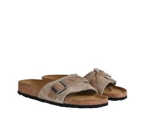 BIRKENSTOCK OITA BRAIDED TAUPE CROSSED LEATHER SLIPPER