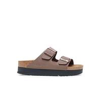 Birkenstock Arizona Platform Dark brown Womens Slide Sandals 102741720 in a Plain BirkoFlor in Size 39