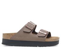 Birkenstock Arizona Platform Dark brown Womens Slide Sandals 102741720 in a Plain BirkoFlor in Size 38