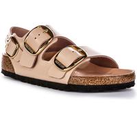 Birkenstock Slide Leather Milano Buckle Unisex Sandals In Beige UK 3 - 8