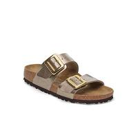 Women's Birkenstock Sydney Cushion Big Buckle Womens Birko-Flor Patent Sandals - Brown - Size: 5.5/C