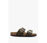BIRKENSTOCK Sydney Cushion Buckle Shiny Snake Sage Two Bar Mules Size: