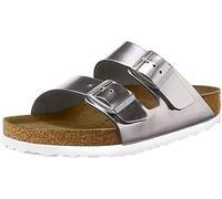Birkenstock Unisex - Adult Arizona 51061, Birko-Flor Clogs & Mules (Regular), Metallic silver leather, 8 UK