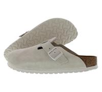 Birkenstock Unisex Adult Boston Super Grip Leather Clogs, Solid Antique White/Team Soft Khaki, 10-10.5 Women/8-8.5 Men