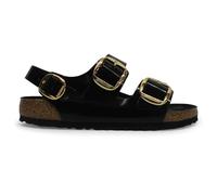 Birkenstock Unisex Milano Big Buckle Natural Leather High Shine Black Sandals 5 UK
