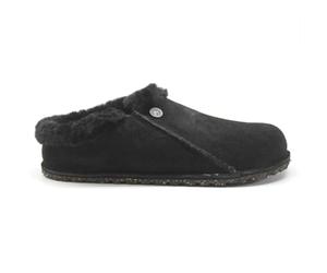 Birkenstock Unisex Zermatt Premium Shearling Suede Leather Black Black Sandals 7.5 UK