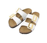 Birkenstock womens 1029438 Luxe Buckle Birko-flor Sandal, Patent White, 24.0 cm