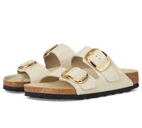 Birkenstock Women's Arizona Big Buckle High Shine Sandals, Ecru, 6