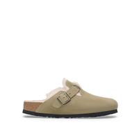 Birkenstock Womens Boston Shearling Suede Leather Narrow Fit Taupe