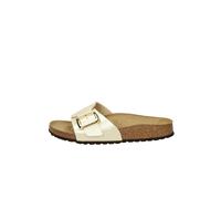 Birkenstock Catalina Women's Sandals, Birko-Flor Upper, Slip-on Opening, Metal Buckle, Leather Interior, Cork Insole, Eva Sole, Narrow Fit, Pearl Colour, White, 6 UK