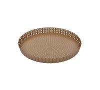 Birkmann, Loaf & Seele, Perforated Quiche, Tart and Pizza Tin, Diameter 25 cm, Baking Mould with Loose Base and Made of Bronze-Coloured Carbon Steel, with Non-Stick Coating and Recipes, 210554