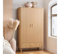 Birlea 2 Door 1 Drawer Oak Brown Wooden Fluted Wardrobe Axel Birlea Brown
