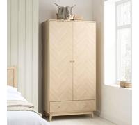 Birlea 2 Door 1 Drawer Oak Brown Wooden Wardrobe Herringford In Light Oak Light Oak One Size