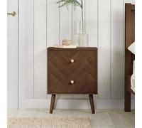 Birlea 2 Drawer Walnut Bedside Herringford Chevron Parquet in Brown Birlea Brown