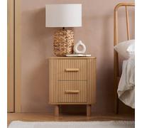 Birlea 2 Oak Brown Drawer Wooden Fluted Bedside Axel Brown One Size
