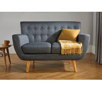 2 Seater Sofa Grey Birlea Loft Settee Modern Retro Style Fabric Wood Legs