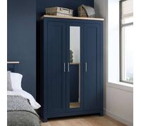 Birlea Highgate 3 Door Wardrobe/Mirror Navy Blue & Oak Effect