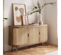 Birlea 3 Door Rattan Sideboard Curved Cupboard Sark Storage Cabinet In Beige Beige One Size