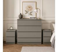 Birlea 3 Piece Furniture Set Chest Of Drawers Bedside Tables Oslo In Grey Grey One Size
