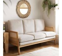 Birlea 3 Seater Sofa Settee Rattan White Fabric Ivy White One Size
