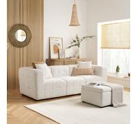 Birlea Milo 3 Seater Sofa With Footstool - White, White