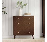 Herringford 4 Drawer Walnut Chevron Chest of Drawers - Brown - Birlea - Wilko