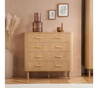 Birlea 5 Oak Brown Drawer Wooden Fluted Chest Axel Brown One Size