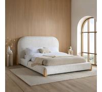 Birlea Amalfi King Size Bed Frame White Boucle Fabric With Wood Detail White King