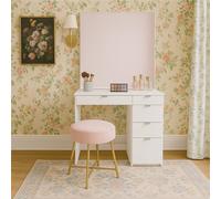 Ava 5 Drawer White Dressing Table with Mirror - Size: 40 x 97 x 136cm - Birlea - Wilko