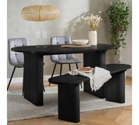 Birlea Axel 2 Seater Black Oval Fluted Dining Bench - Wilko