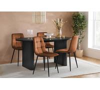 Birlea Axel Oval Fluted Dining Set Table With 4 Chairs