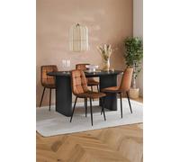 Birlea Axel Oval Fluted Dining Set Table With 4 Chairs