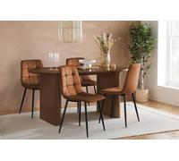 Birlea Axel Oval Fluted Dining Set Table With 4 Chairs in Brown Birlea Brown