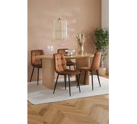 Birlea Axel Oval Fluted Dining Set Table With 4 Chairs
