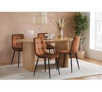 Birlea Axel Oval Fluted Dining Set Table With 4 Chairs In Natural Natural One Size