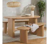 Birlea Axel Oval Fluted Dining Table With 2 Benches