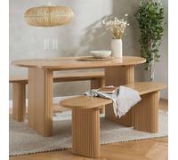 Birlea Axel Oval Fluted Dining Table With 2 Benches In Beige Beige One Size